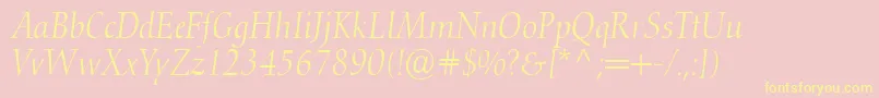 ConquistaLightSsiLightItalic Font – Yellow Fonts on Pink Background