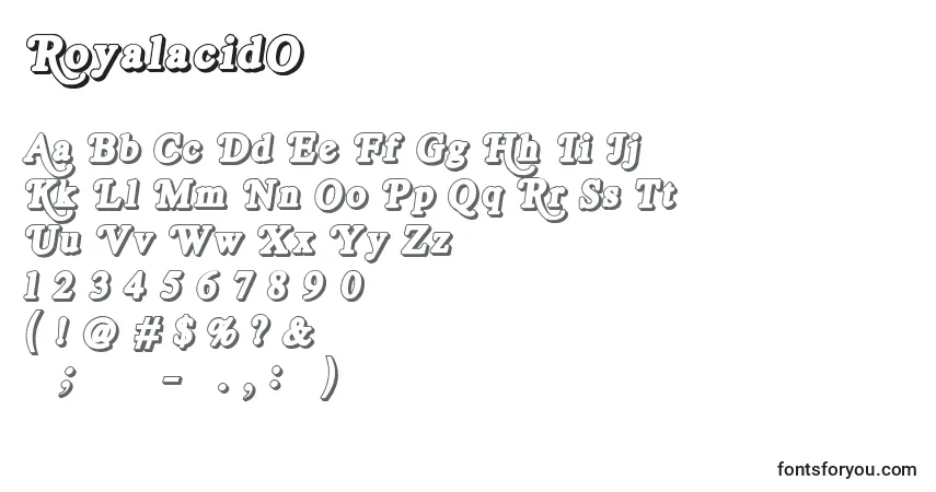 Czcionka RoyalacidO – alfabet, cyfry, specjalne znaki