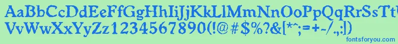 WorcesterrandomBold-Schriftart – Blaue Schriften auf grünem Hintergrund
