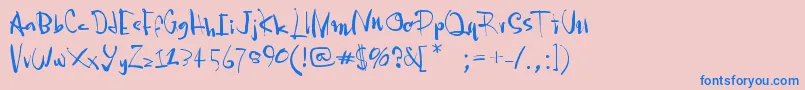 フォントPia2tz – ピンクの背景に青い文字