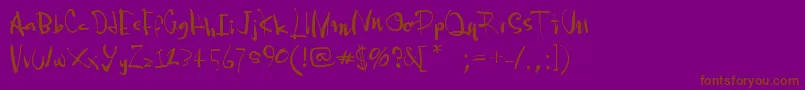 Pia2tz-Schriftart – Braune Schriften auf violettem Hintergrund