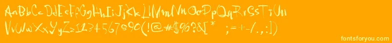 Pia2tz-Schriftart – Gelbe Schriften auf orangefarbenem Hintergrund
