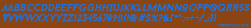 Czcionka BaronNeueBoldItalic – niebieskie czcionki na brązowym tle