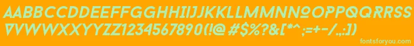 BaronNeueBoldItalic Font – Green Fonts on Orange Background