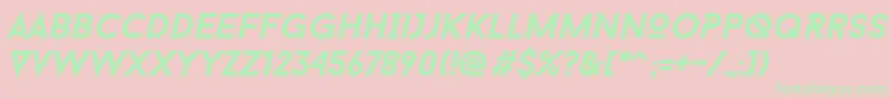 BaronNeueBoldItalic Font – Green Fonts on Pink Background