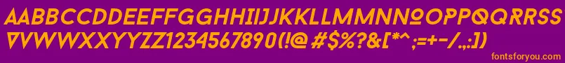 BaronNeueBoldItalic Font – Orange Fonts on Purple Background