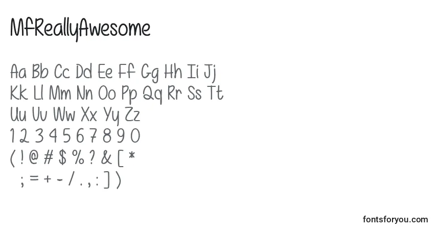 A fonte MfReallyAwesome – alfabeto, números, caracteres especiais
