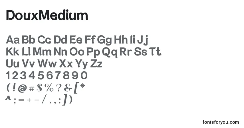 A fonte DouxMedium – alfabeto, números, caracteres especiais