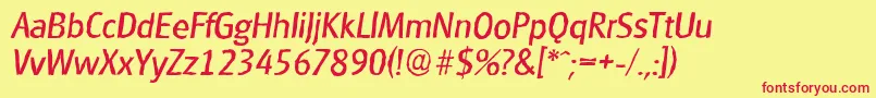 Fonte GlasgowantiqueItalic – fontes vermelhas em um fundo amarelo