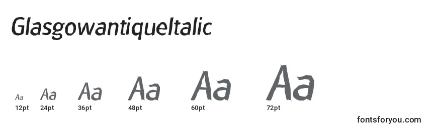 GlasgowantiqueItalic Font Sizes