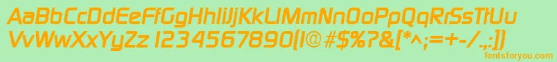 DigitalBoldItalic-Schriftart – Orangefarbene Schriften auf grünem Hintergrund