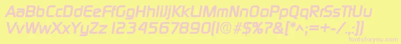 DigitalBoldItalic-fontti – vaaleanpunaiset fontit keltaisella taustalla
