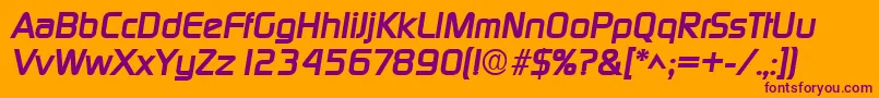 DigitalBoldItalic-fontti – violetit fontit oranssilla taustalla