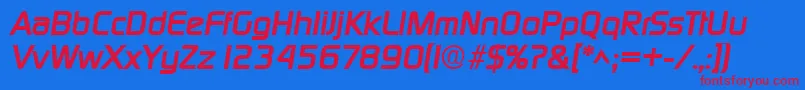 フォントDigitalBoldItalic – 赤い文字の青い背景