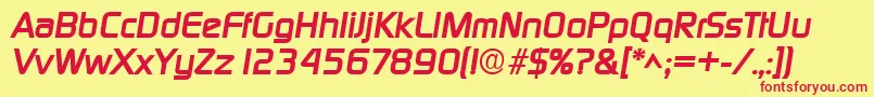 フォントDigitalBoldItalic – 赤い文字の黄色い背景