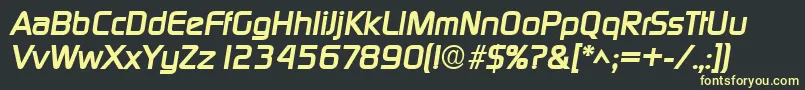 フォントDigitalBoldItalic – 黒い背景に黄色の文字