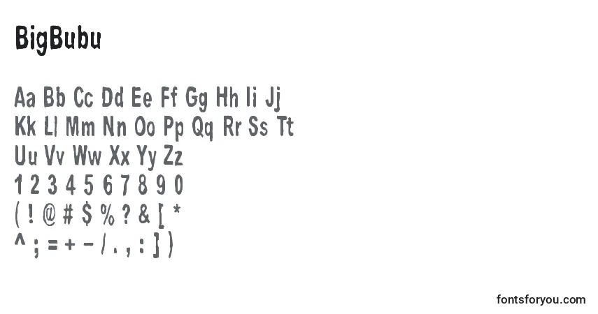 Czcionka BigBubu – alfabet, cyfry, specjalne znaki