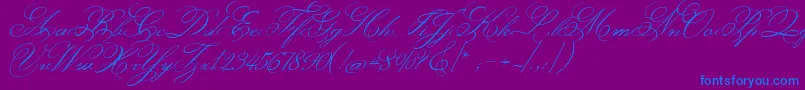 MonsieurLaDoulaise Font – Blue Fonts on Purple Background