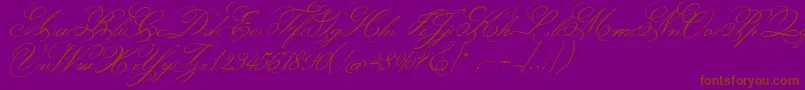 MonsieurLaDoulaise-Schriftart – Braune Schriften auf violettem Hintergrund