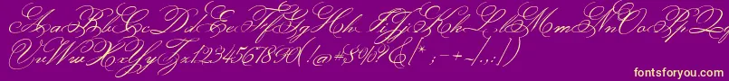 MonsieurLaDoulaise Font – Yellow Fonts on Purple Background