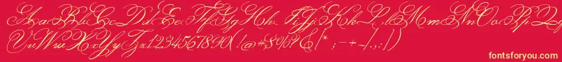 MonsieurLaDoulaise Font – Yellow Fonts on Red Background