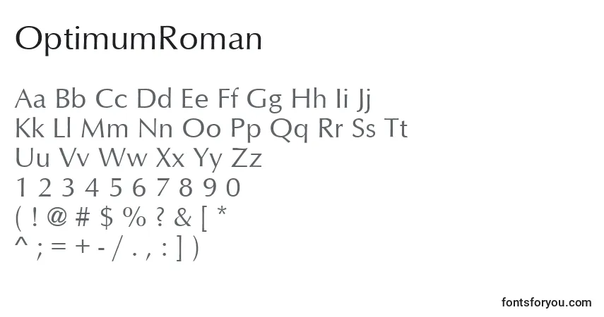 OptimumRoman-fontti – aakkoset, numerot, erikoismerkit