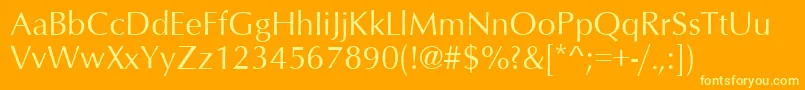 OptimumRoman-Schriftart – Gelbe Schriften auf orangefarbenem Hintergrund
