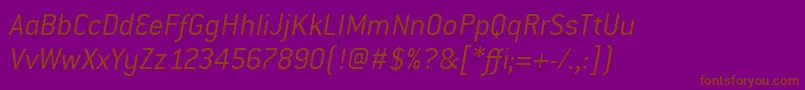 フォントConduitItcLightItalic – 紫色の背景に茶色のフォント
