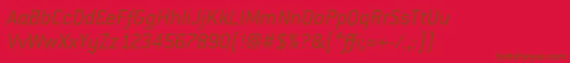 Fonte ConduitItcLightItalic – fontes marrons em um fundo vermelho