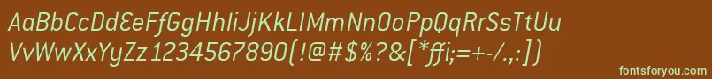 Fonte ConduitItcLightItalic – fontes verdes em um fundo marrom