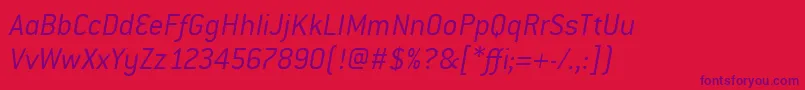 ConduitItcLightItalic-Schriftart – Violette Schriften auf rotem Hintergrund