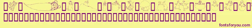 GeWhimsicalAnimalsIii Font – Purple Fonts on Yellow Background