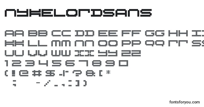 A fonte Nykelordsans – alfabeto, números, caracteres especiais