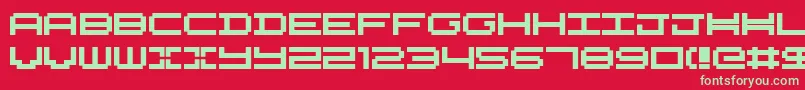 Fonte Nykelordsans – fontes verdes em um fundo vermelho