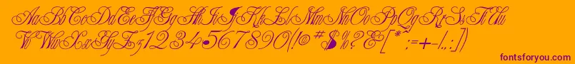 Champagne-Schriftart – Violette Schriften auf orangefarbenem Hintergrund