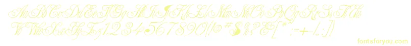 Champagne-Schriftart – Gelbe Schriften auf weißem Hintergrund
