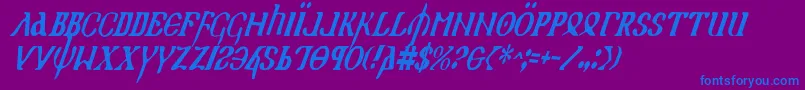 HolyEmpireCondensedItalic Font – Blue Fonts on Purple Background