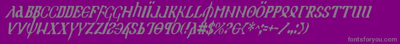 HolyEmpireCondensedItalic-Schriftart – Graue Schriften auf violettem Hintergrund
