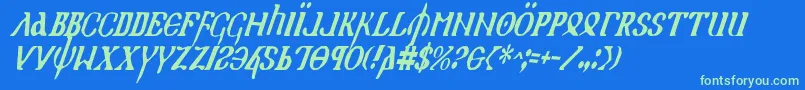 HolyEmpireCondensedItalic Font – Green Fonts on Blue Background