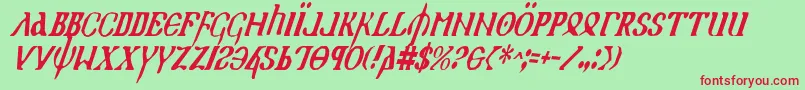 HolyEmpireCondensedItalic Font – Red Fonts on Green Background