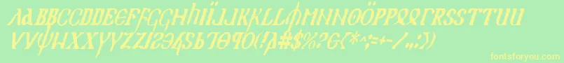 HolyEmpireCondensedItalic Font – Yellow Fonts on Green Background