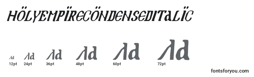 HolyEmpireCondensedItalic Font Sizes