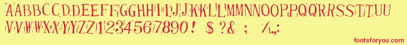 RandyDescribedEternity Font – Red Fonts on Yellow Background