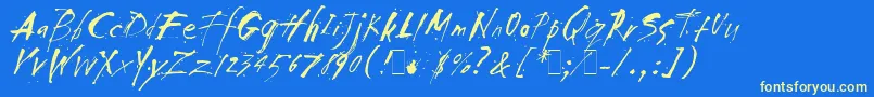 SmackLetPlain.1.0 Font – Yellow Fonts on Blue Background