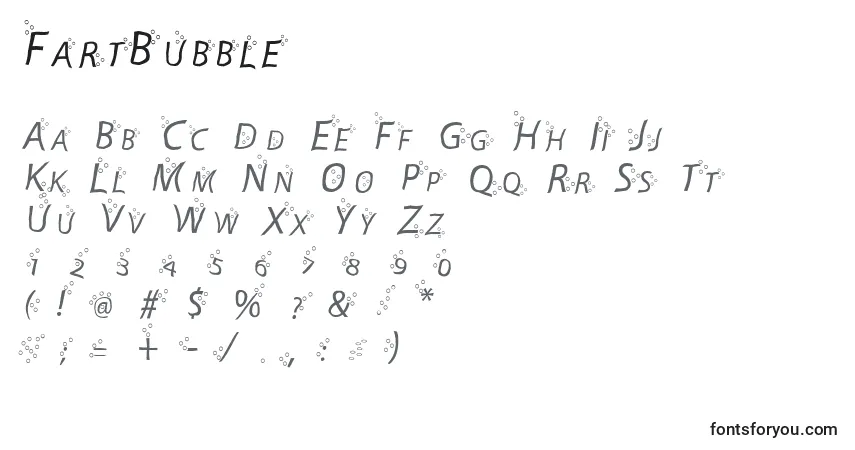 A fonte FartBubble – alfabeto, números, caracteres especiais