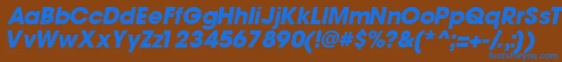 TrendexblacksskItalic Font – Blue Fonts on Brown Background