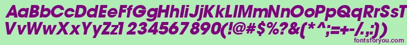 TrendexblacksskItalic Font – Purple Fonts on Green Background