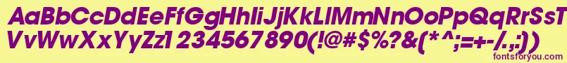 TrendexblacksskItalic Font – Purple Fonts on Yellow Background