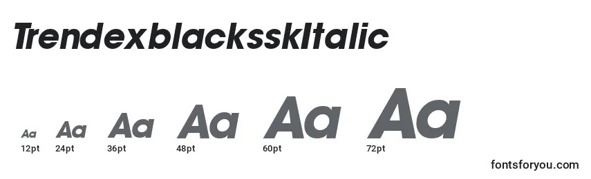 Размеры шрифта TrendexblacksskItalic