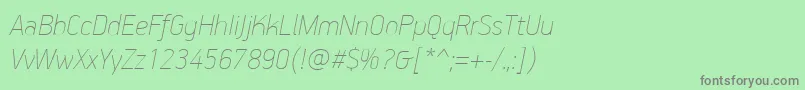 フォントPfhandbookproExtrathinitalic – 緑の背景に灰色の文字